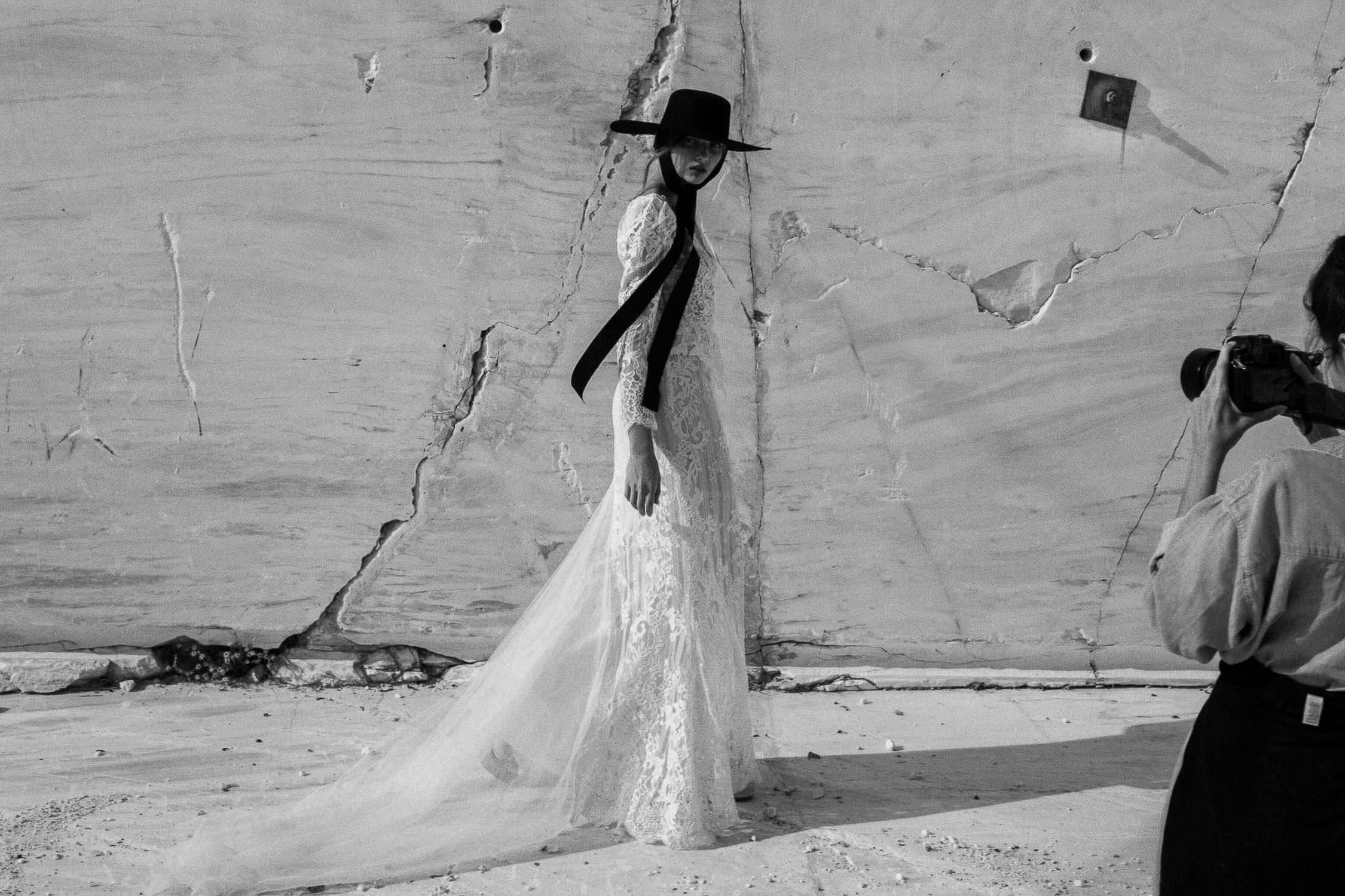 bridal campaign in marble quarry